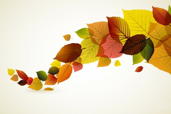 Autumn leaves on a light background