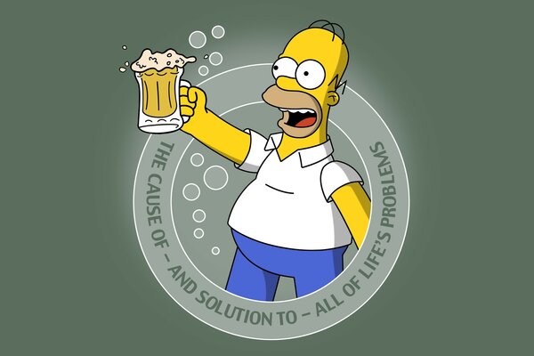 Homer Simpson mit einem Becher Bier