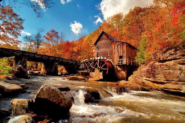 Herbstlandschaft mit Fluss