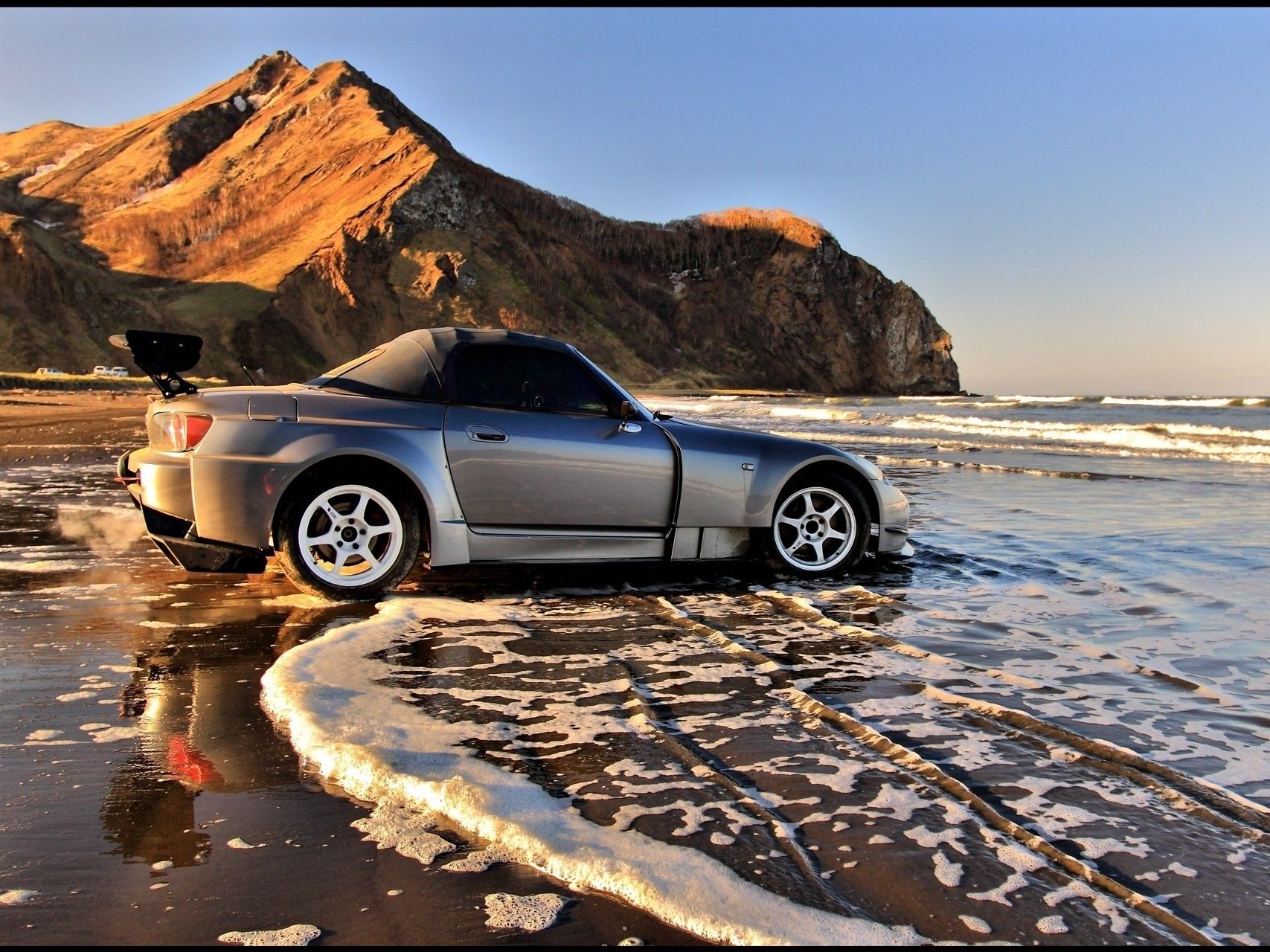 sports cars beach water sea ocean travel sunset nature car sand landscape seashore sky