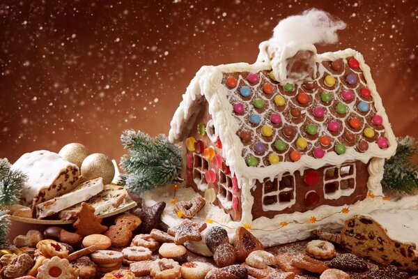 Gingerbread house for children. Christmas