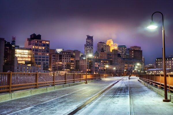 Street lamp in winter USA