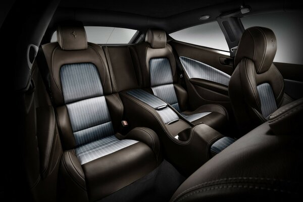 Luxury leather interior of a Ferrari car