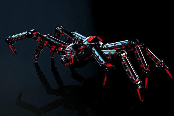 Spider Iron Robot mit roten Details