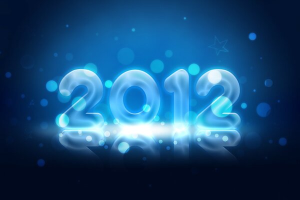 The number 2012 on the background of blue circles