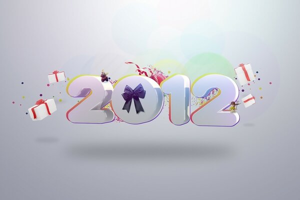 Illustrazione del numero 2012 con regali di Capodanno