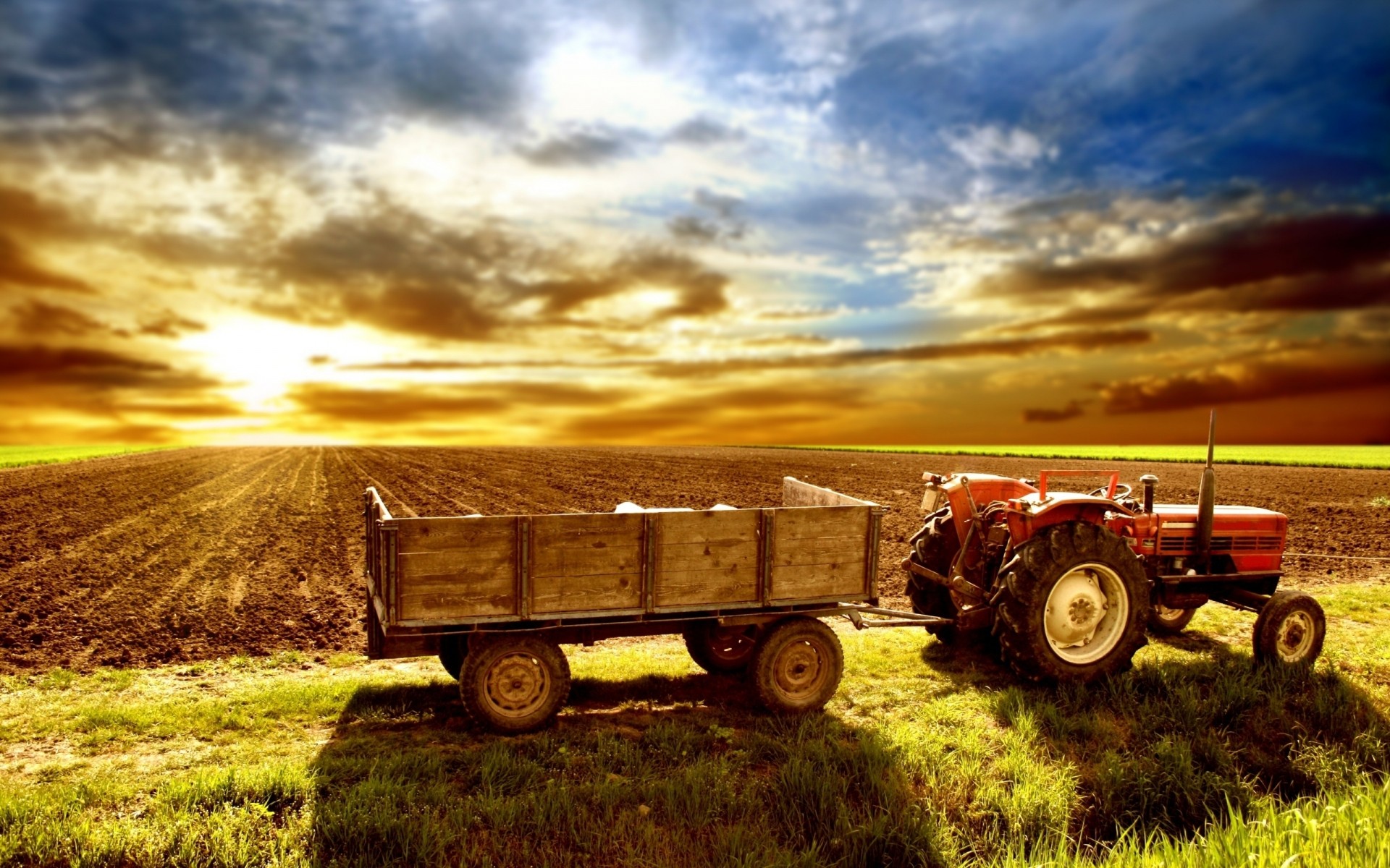 landschaft bauernhof landwirtschaft feld auto sonnenuntergang ländlich himmel transportsystem landschaft