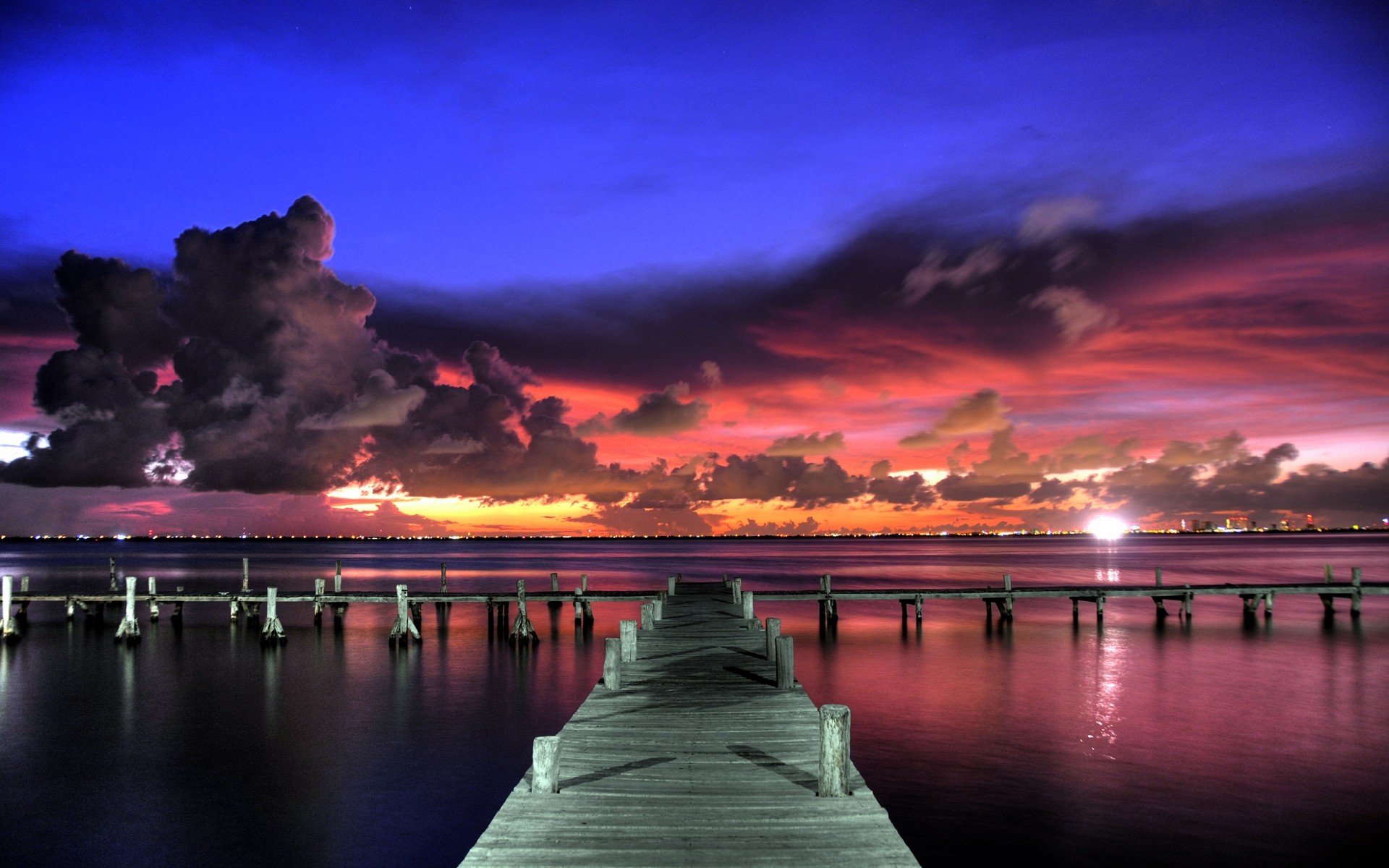 summer sunset water dawn reflection dusk sky evening travel bridge sea river lake pier sun landscape clouds pontoon