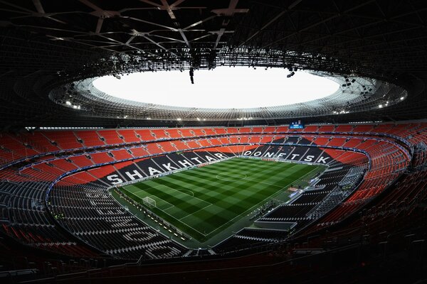 A large, empty sports stadium