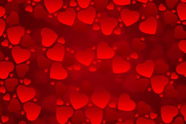 Bright background with red hearts