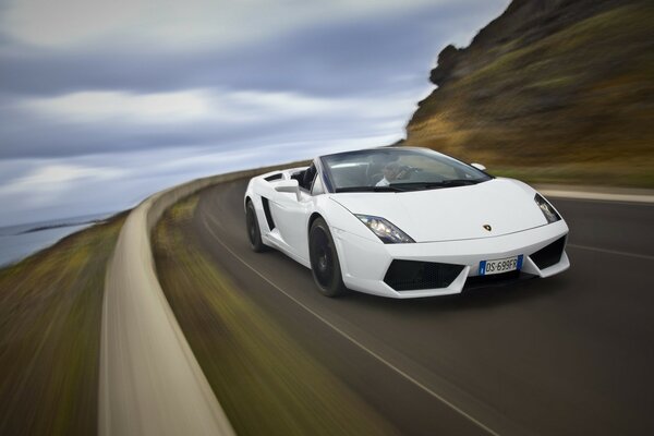 Viaje por el camino Lamborghini blanco