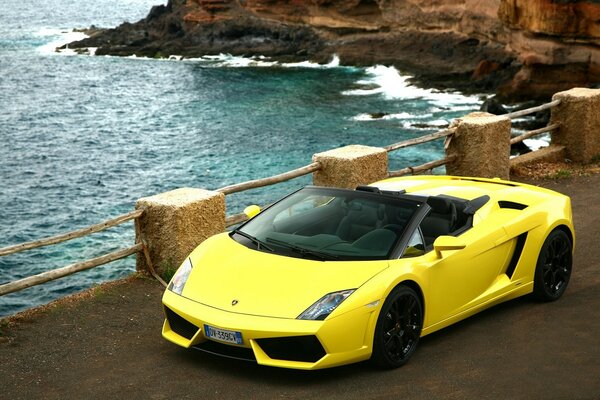 A trip on a yellow lamborghini