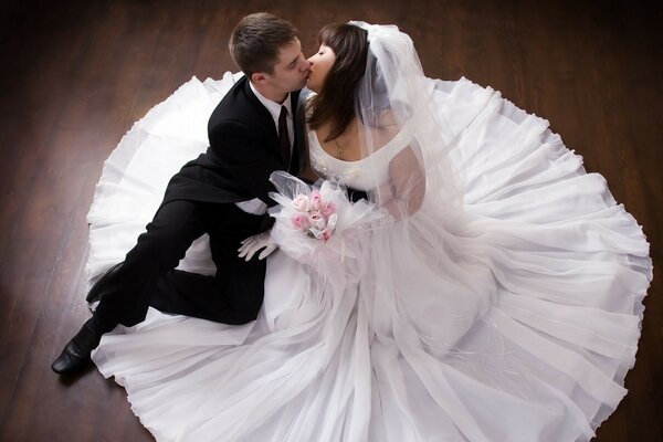 A couple in love, the bride and groom