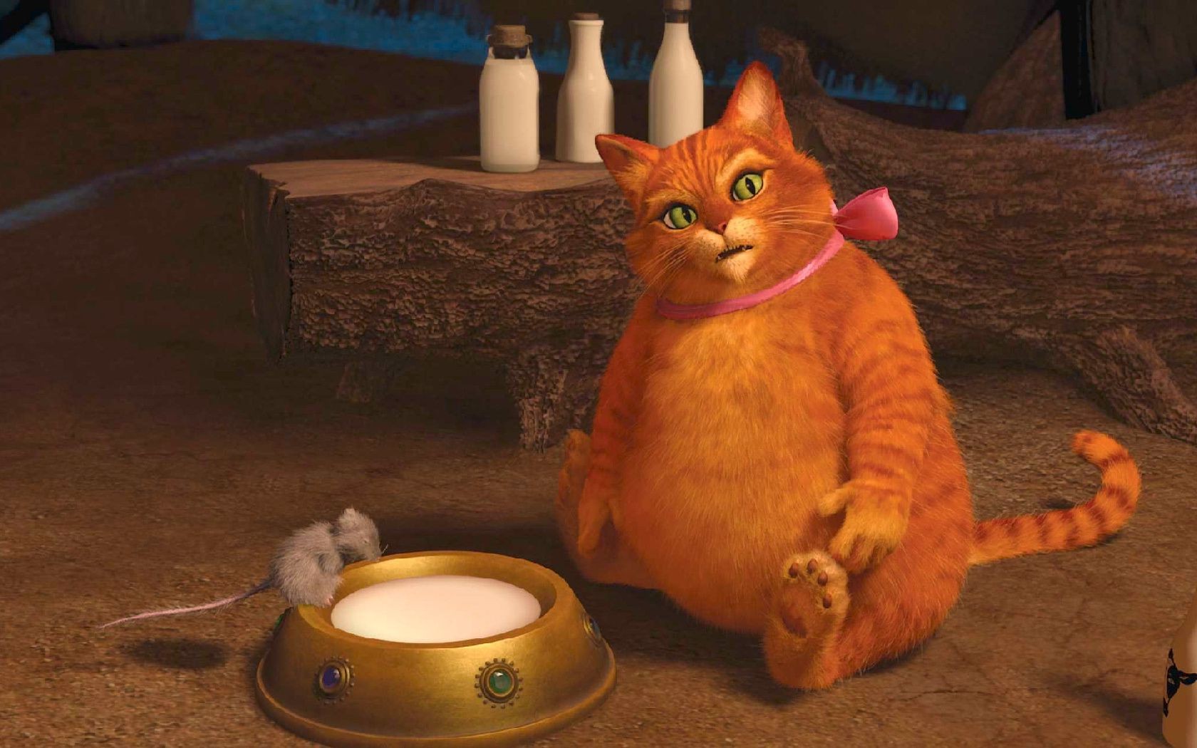 Shrek forever fat cat of lapel bow red Phone wallpapers