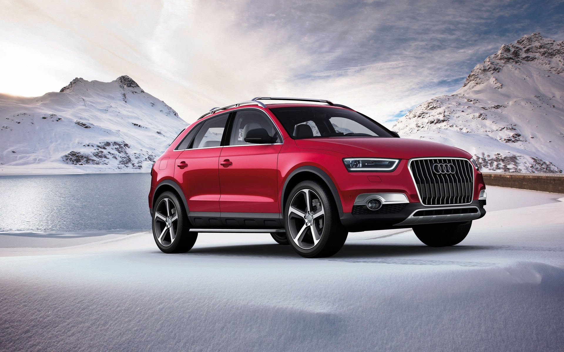 audi auto auto transportsystem beeilen sie sich automobil räder fahren schnee schnell reisen aktion straße winter asphalt schwarz mittag limousine audi q3