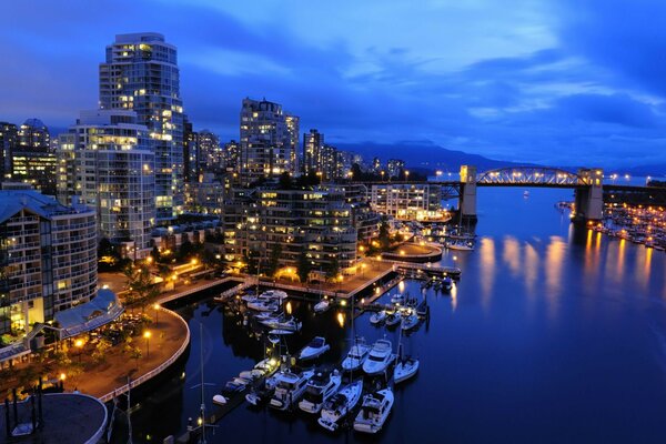 Stadtansicht Nacht Foto Meer ozean kanada norden vancouver