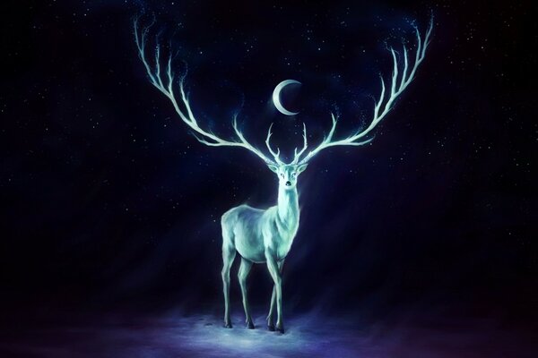 Glowing deer with branched horns