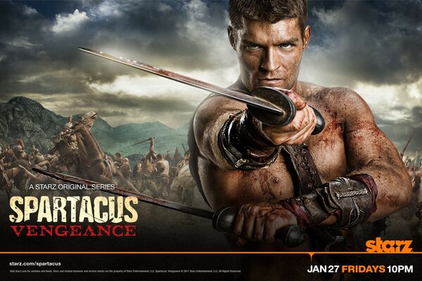 Serie Tv Spartacus con la spada in mano