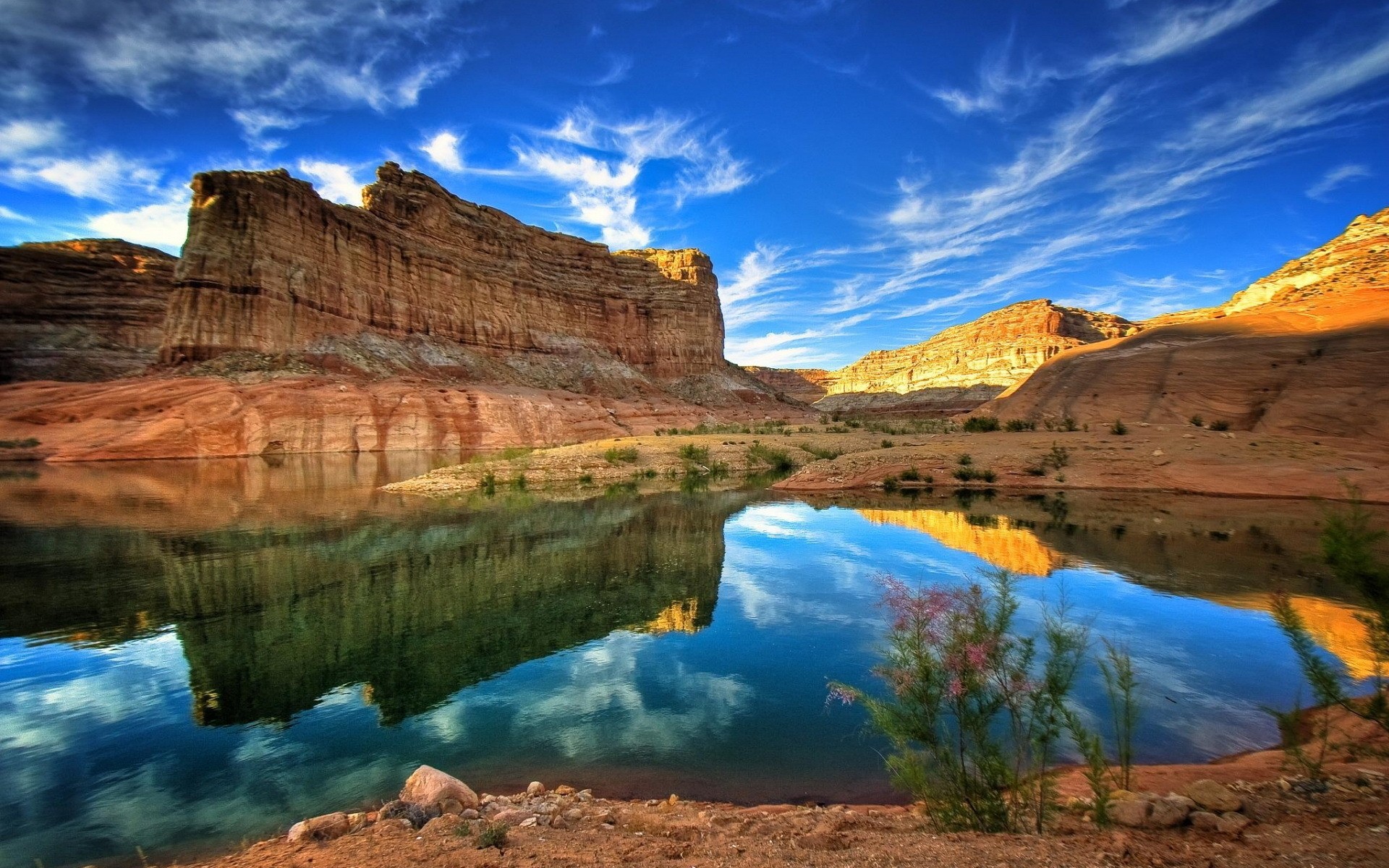 landschaft reisen wasser landschaft landschaftlich im freien natur rock himmel berge wüste geologie fern schlucht tal sandstein see sonnenuntergang reflexion dämmerung steine steine