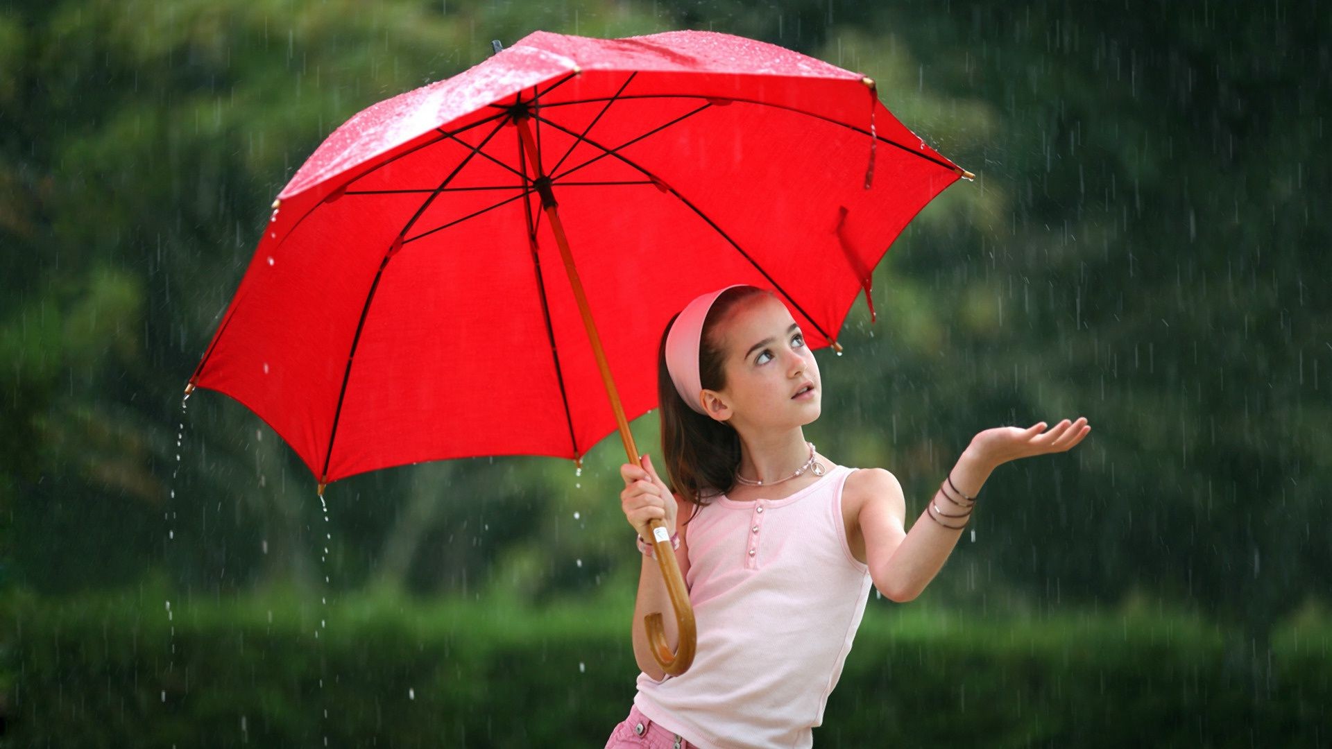 children umbrella girl rain woman outdoors nature summer grass one fun leisure park child portrait
