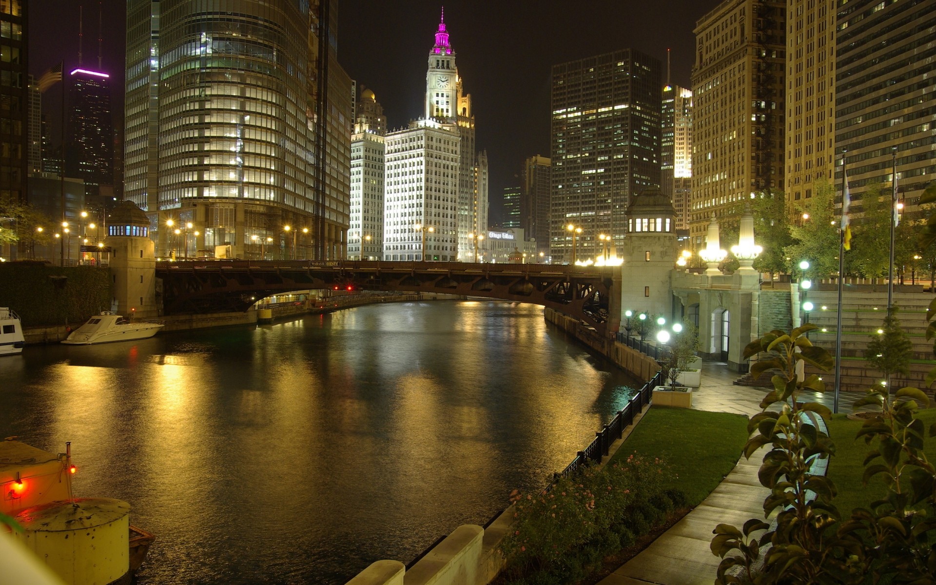 estados unidos ciudad arquitectura hogar viajes rascacielos puente luz río noche urbano reflexión skyline agua negocio centro de la ciudad ciudad oficina crepúsculo carretera estados unidos chicago bna luz barco