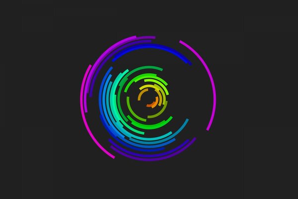 Multicolored picture in the form of a circle on a black background