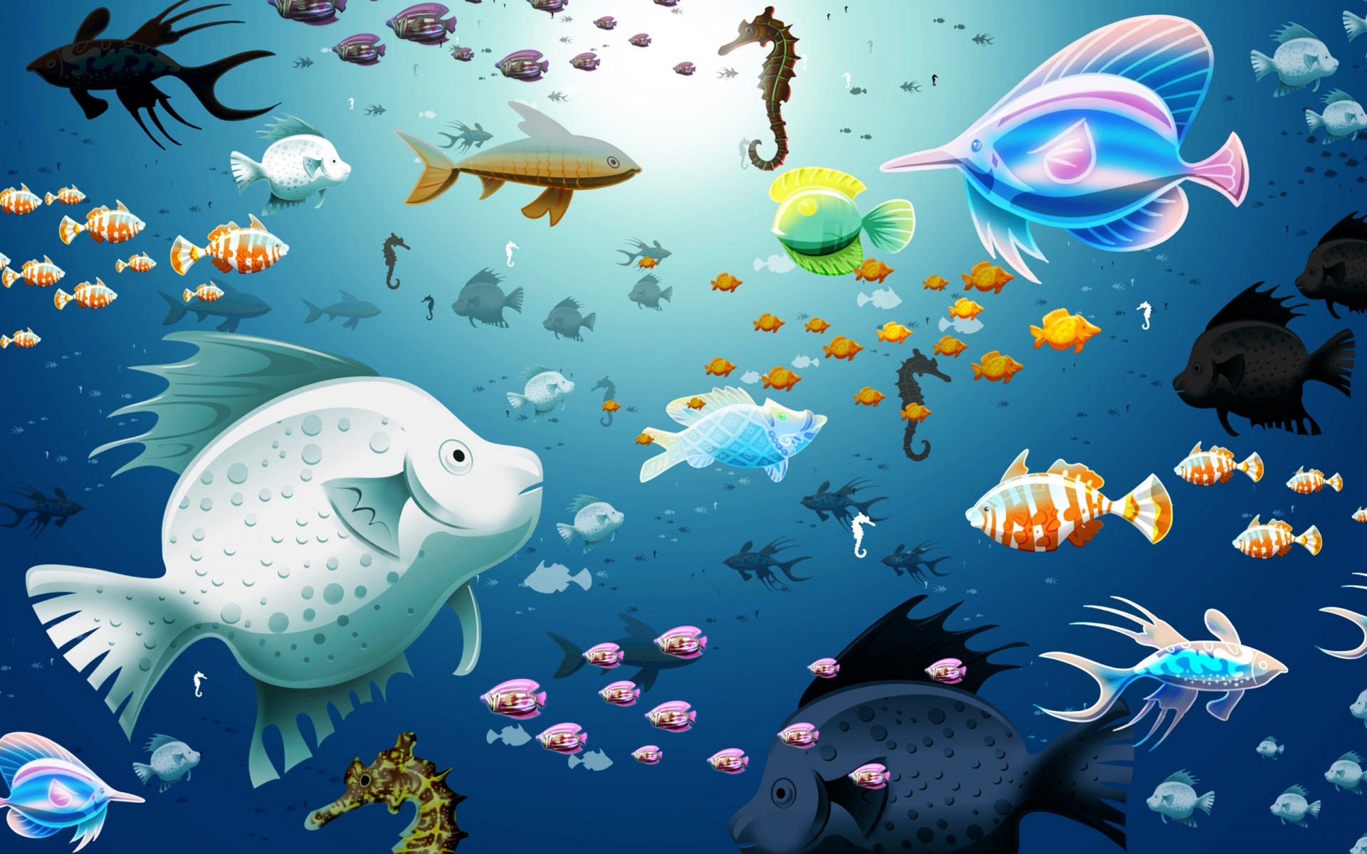 drawings underwater fish aquarium swimming water marine ocean coral sea aquatic jellyfish desktop nature diving tropical illustration reef shark turquoise background