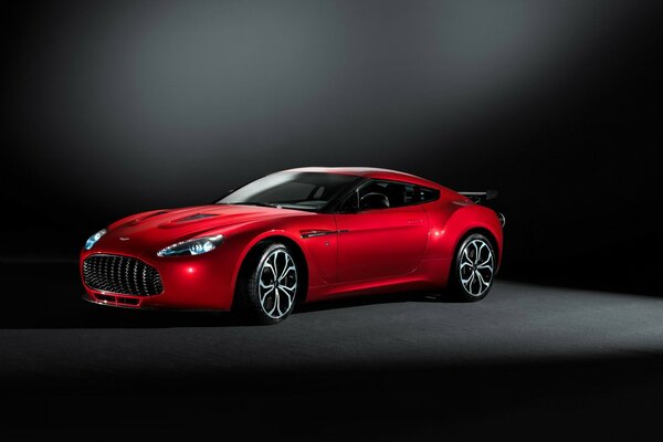 Red aston martin car