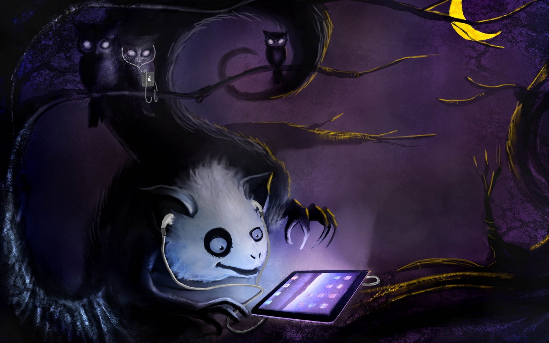 apple halloween kunst illustration desktop ipad lustig hintergrund kopfhörer