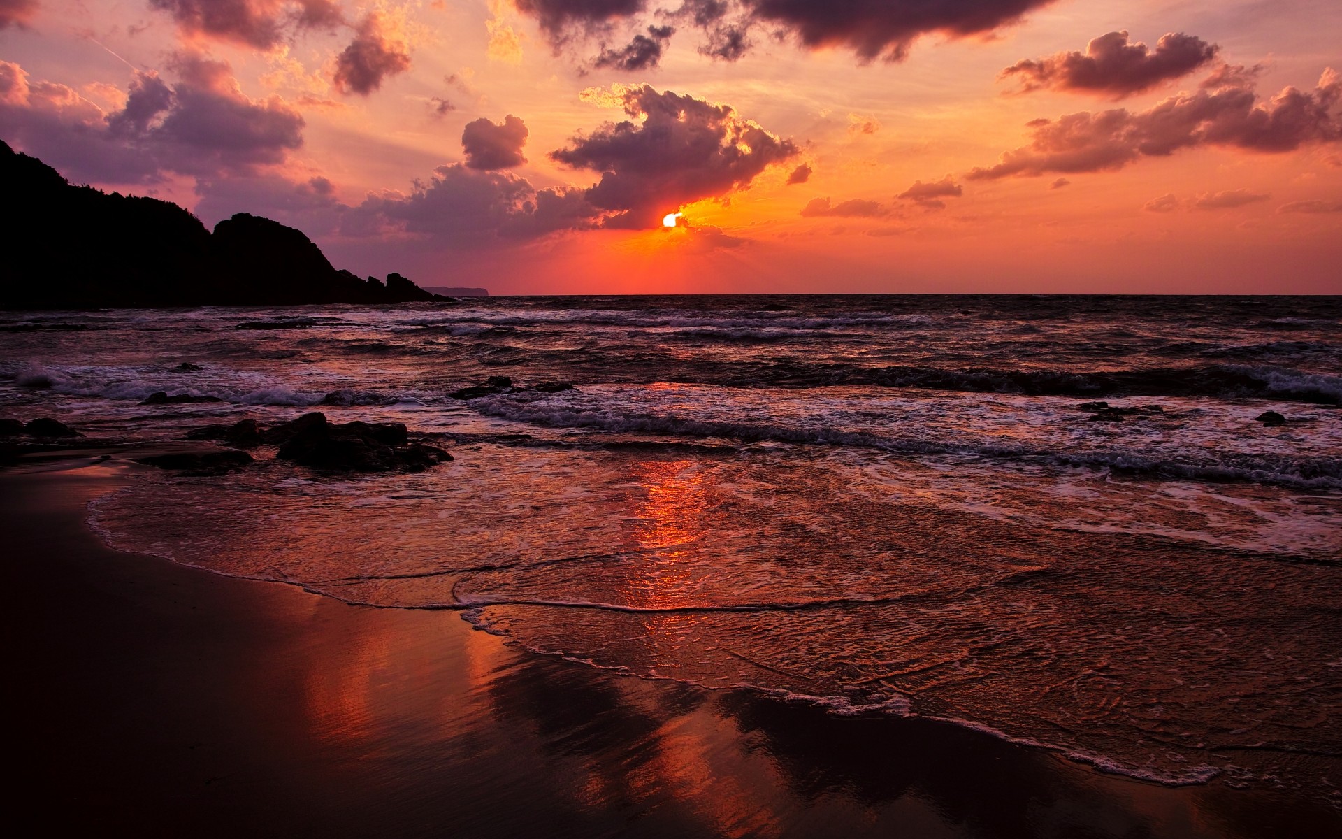 landscapes sunset water dusk dawn sun beach evening ocean sea seascape surf seashore sand travel sky landscape background