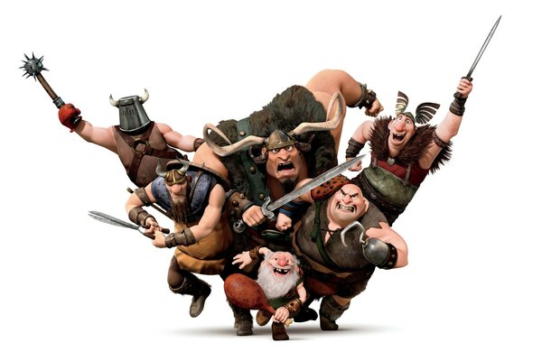 Cartoon Vikings attack the enemy