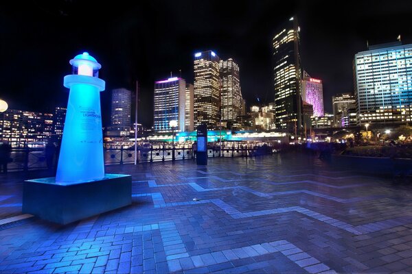 Night city skyscrapers in lights