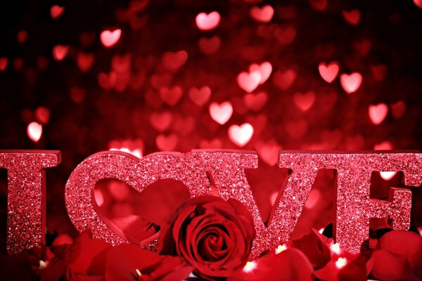 Declaration of love with roses and sequins