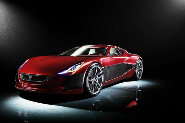 The concept of a red sports car