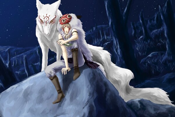 Man and the Big white Wolf