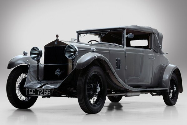 Vintage grey car on display