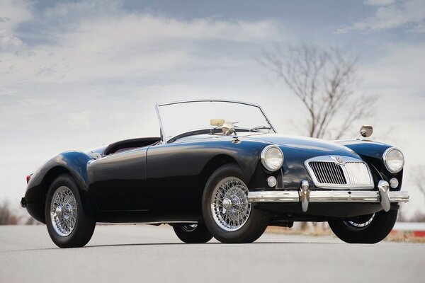 Blue convertible on a white background