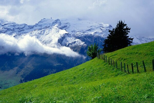 Alpengebirge und schneebedeckte Gipfel