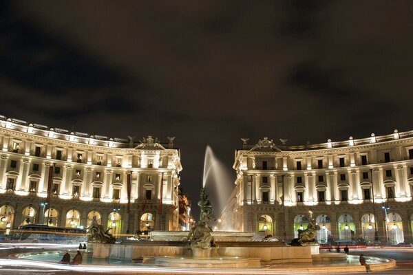 Night fountain in Italy