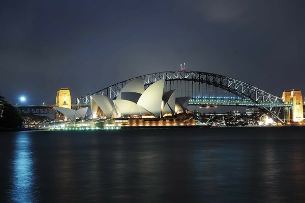 Night bridge across the ocean