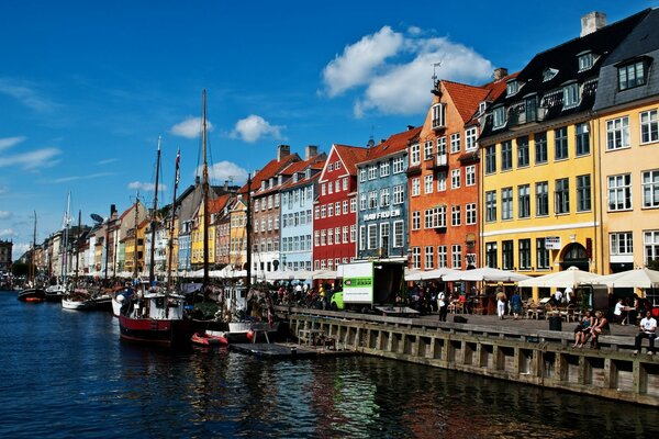 Houses along the water in Denmark