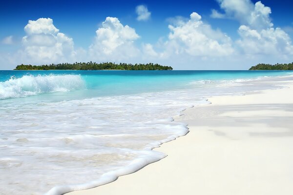 Paysage de la mer, de la plage et de l île