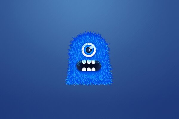 One-eyed monster on a blue background