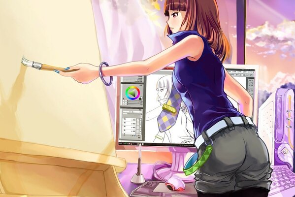 Painting corel painter girl artist computer progr