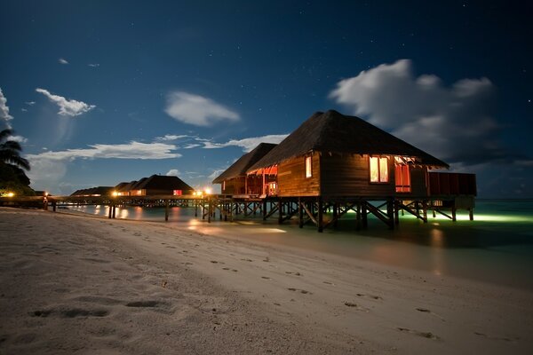 Houses on the shore of the warm sea