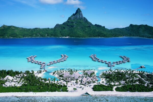 Paradise beach. Landscape of the beach and lagoon shore