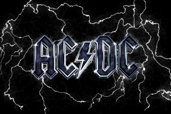 Emblema del grupo ac / dc con cremalleras