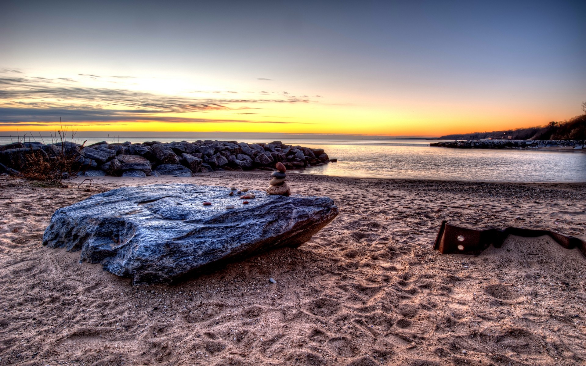 été coucher de soleil plage eau mer océan mer aube paysage soir paysage ciel crépuscule soleil sable rock côte voyage nature nuage pierres pierres