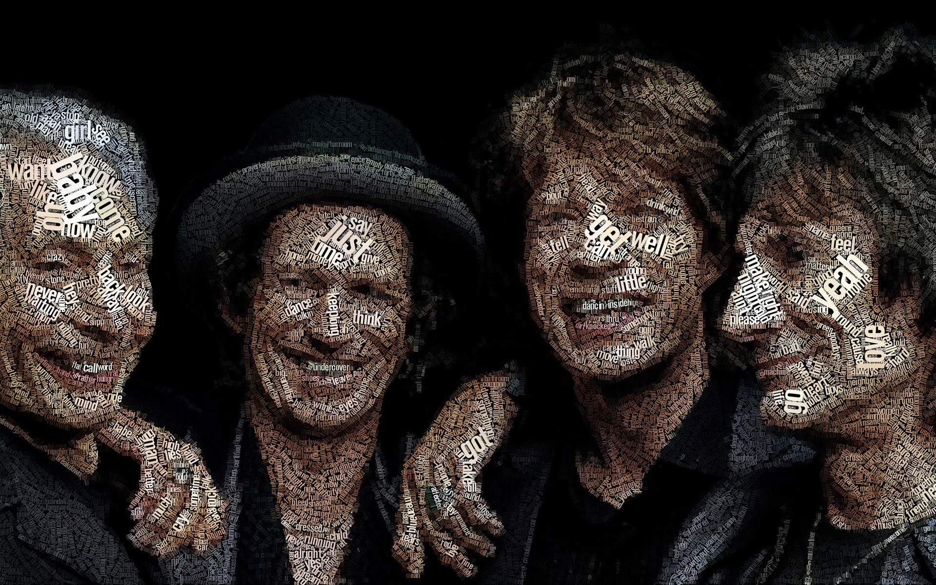 groupes de musique portrait homme visage art rolling stones mick jagger keith richards charlie watts ronnie wood légende du rock