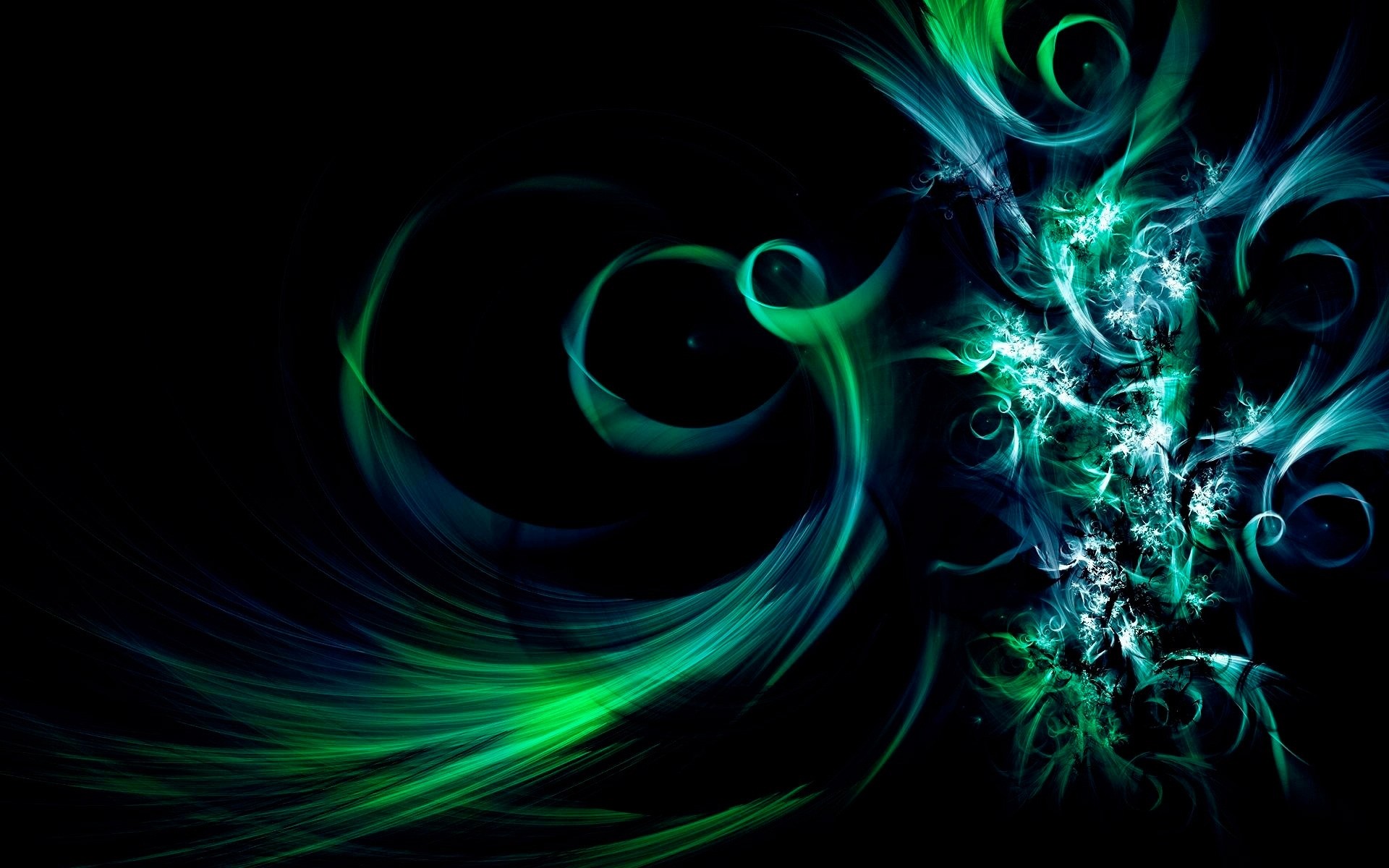 abstract flame curve light wave design energy dynamic smoke motion fantasy art fractal graphic wallpaper desktop bright space magic shape green ribbons